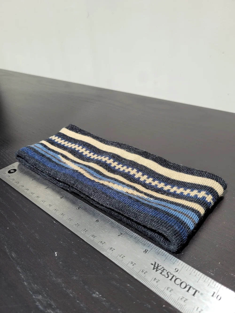 Pendleton Merino Wool Striped Knit Headband in Navy, Blue & Cream